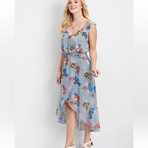 Maurices Blue Floral Wrap Dress